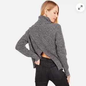 Eastbrook Wool-Blend Turtleneck Open Back Ribbed Sweater, Size S